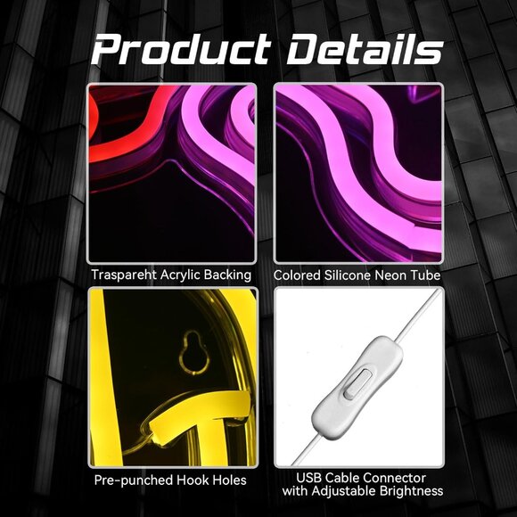 New Smile Faces Neon Sign LED Colorful Happy Faces for Kids Bedroom Decor - Picture 5 of 5